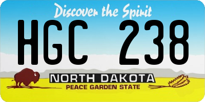ND license plate HGC238