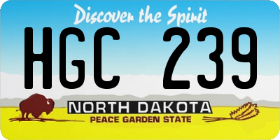 ND license plate HGC239