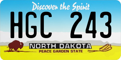 ND license plate HGC243