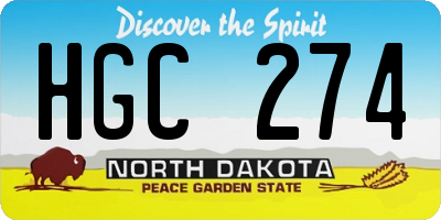 ND license plate HGC274