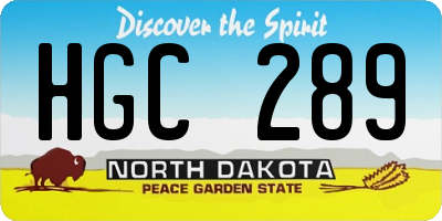 ND license plate HGC289