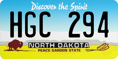 ND license plate HGC294