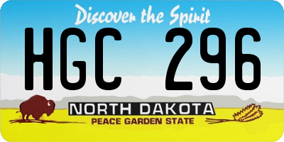 ND license plate HGC296