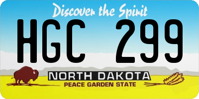 ND license plate HGC299