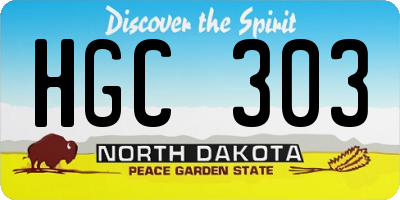 ND license plate HGC303
