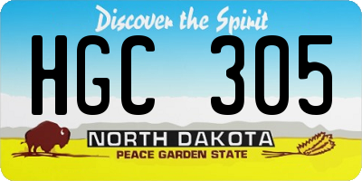 ND license plate HGC305