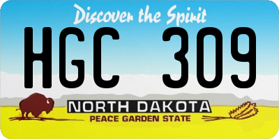 ND license plate HGC309