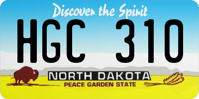 ND license plate HGC310