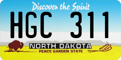 ND license plate HGC311