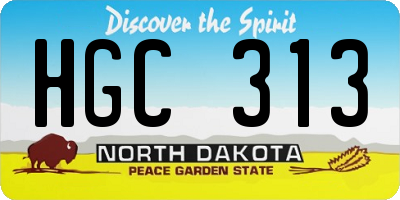 ND license plate HGC313