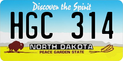 ND license plate HGC314