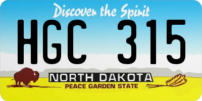 ND license plate HGC315