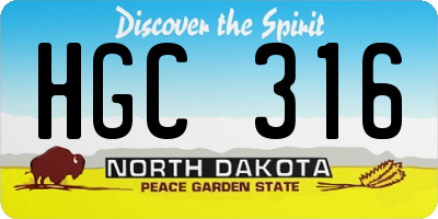 ND license plate HGC316
