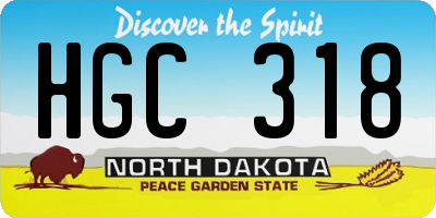 ND license plate HGC318