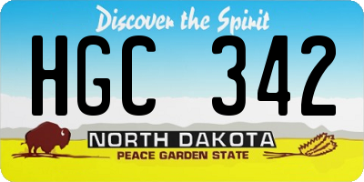ND license plate HGC342