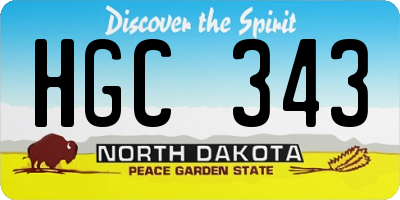 ND license plate HGC343