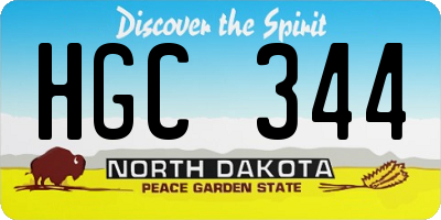 ND license plate HGC344