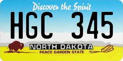ND license plate HGC345
