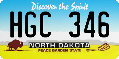 ND license plate HGC346