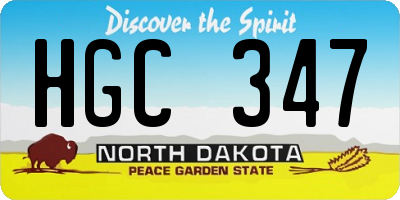 ND license plate HGC347