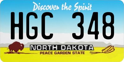 ND license plate HGC348