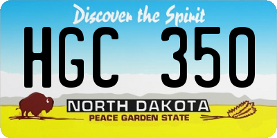 ND license plate HGC350