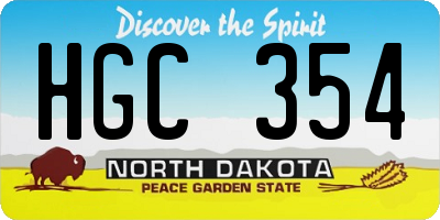 ND license plate HGC354