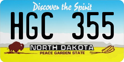 ND license plate HGC355