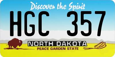 ND license plate HGC357