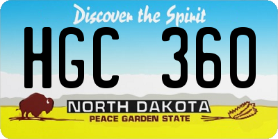 ND license plate HGC360