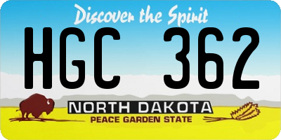 ND license plate HGC362