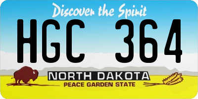 ND license plate HGC364