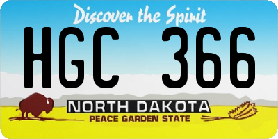 ND license plate HGC366