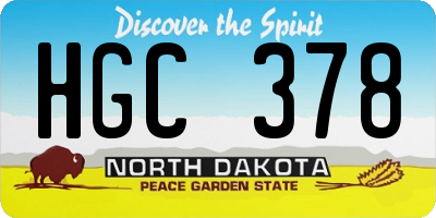 ND license plate HGC378