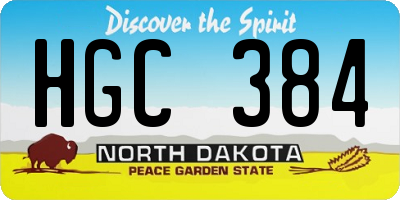 ND license plate HGC384