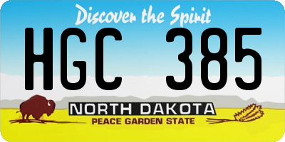 ND license plate HGC385