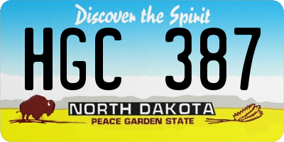 ND license plate HGC387