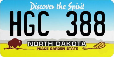 ND license plate HGC388
