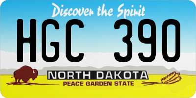 ND license plate HGC390