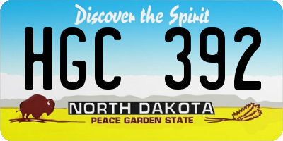 ND license plate HGC392