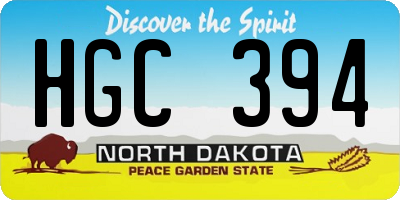 ND license plate HGC394