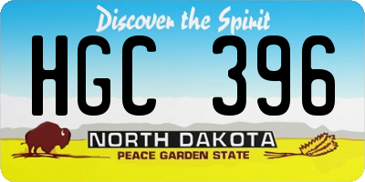 ND license plate HGC396