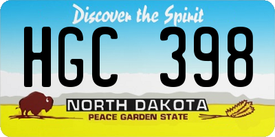 ND license plate HGC398