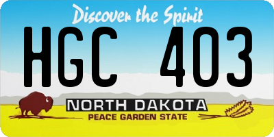 ND license plate HGC403