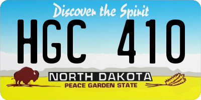 ND license plate HGC410