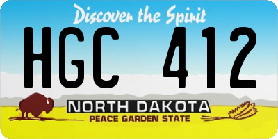 ND license plate HGC412