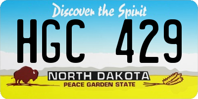 ND license plate HGC429