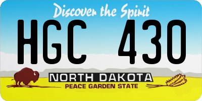 ND license plate HGC430