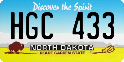 ND license plate HGC433