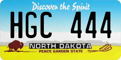 ND license plate HGC444